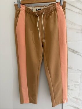 Scotch & Soda Colorblock Drawstring Cropped Pants Tan & Blush Pink